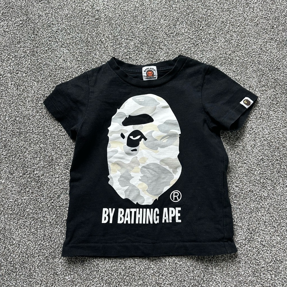 Bape Black Short Sleeve Tee with Ape Head Logo size 100